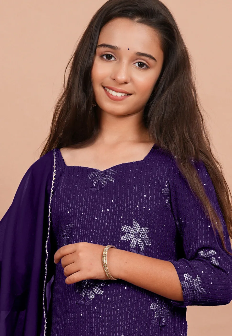 Embroidered Georgette Pakistani Suit in Dark Purple