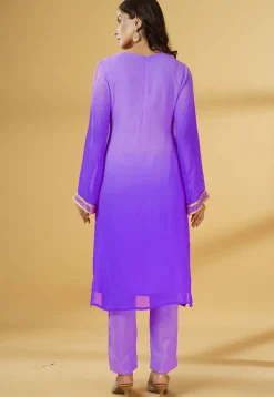 Embroidered Georgette Pakistani Suit in Shaded Purple