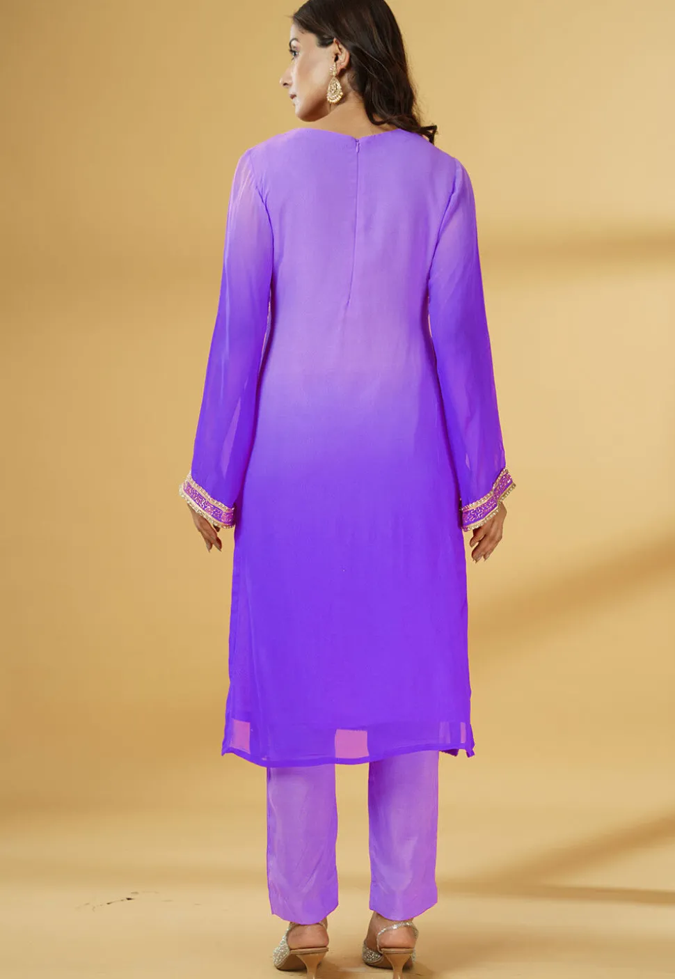 Embroidered Georgette Pakistani Suit in Shaded Purple