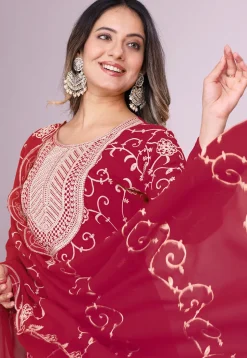 Embroidered Georgette Pakistani Suit in Fuchsia