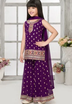 Embroidered Georgette Pakistani Suit in Purple