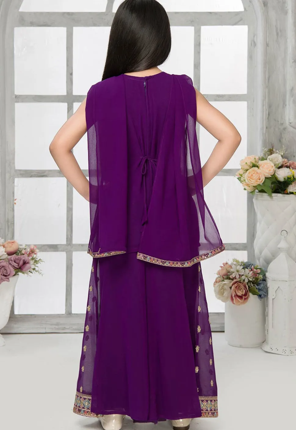 Embroidered Georgette Pakistani Suit in Purple