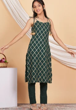 Embroidered Georgette Pakistani Suit in Dark Green