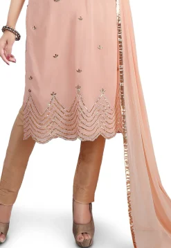 Embroidered Georgette Pakistani Suit in Peach