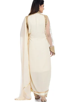 Embroidered Georgette Pakistani Suit in Off White