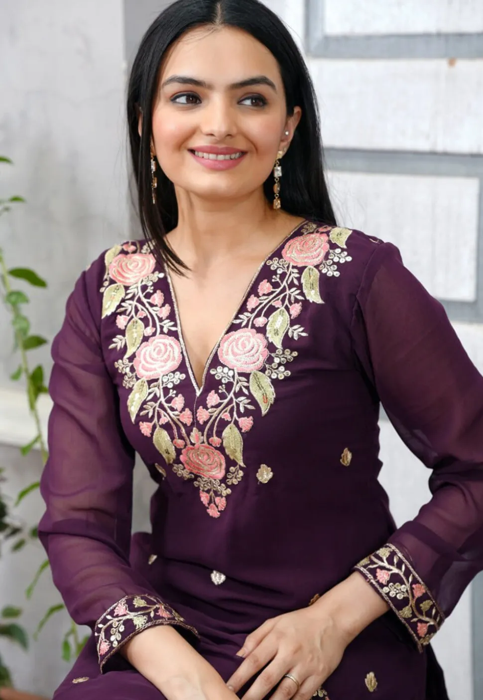 Embroidered Georgette Pakistani Suit in Faux Georgette