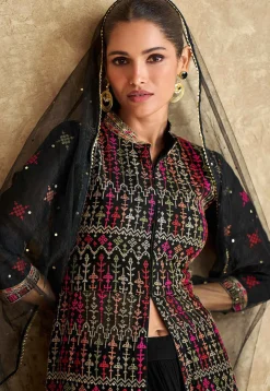 Embroidered Georgette Pakistani Suit in Black