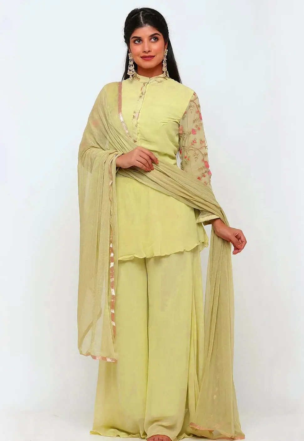 Embroidered Georgette Pakistani Suit in Pastel Green