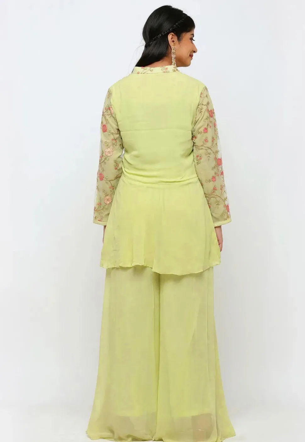 Embroidered Georgette Pakistani Suit in Pastel Green