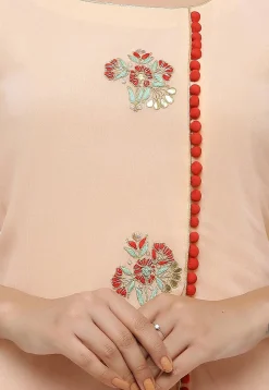 Embroidered Georgette Pakistani Suit in Peach