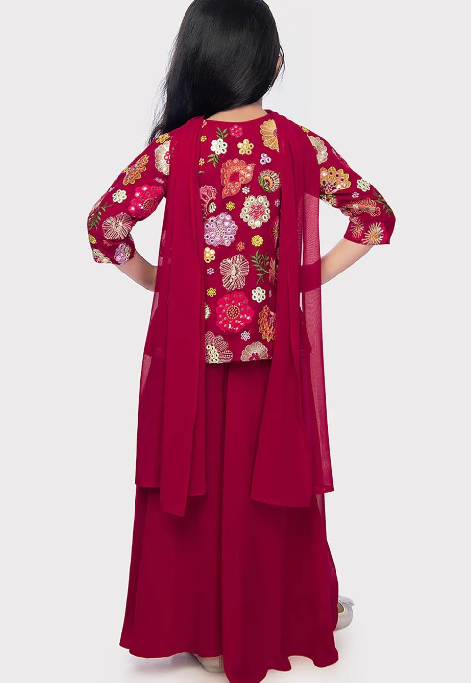 Embroidered Georgette Pakistani Suit in Dark Fuchsia