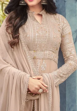 Embroidered Georgette Pakistani Suit in Old Rose