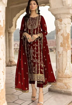 Embroidered Georgette Pakistani Suit in Maroon