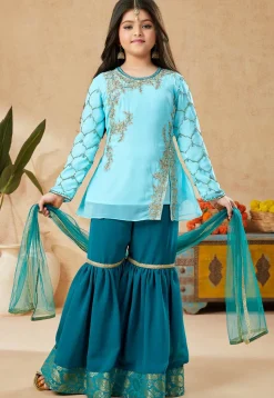 Embroidered Georgette Pakistani Suit in Sky Blue