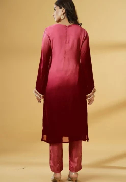 Embroidered Georgette Pakistani Suit in Shaded Maroon