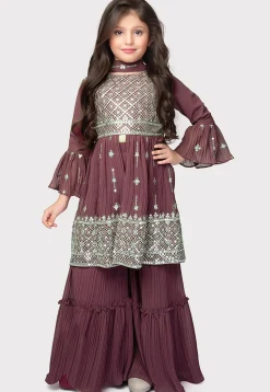 Embroidered Georgette Pakistani Suit in Wine