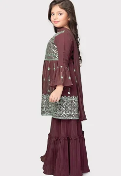 Embroidered Georgette Pakistani Suit in Wine