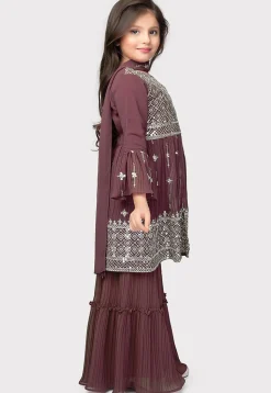 Embroidered Georgette Pakistani Suit in Wine