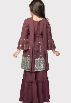 Embroidered Georgette Pakistani Suit in Wine
