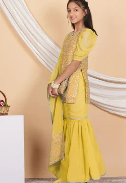 Embroidered Georgette Pakistani Suit in Yellow