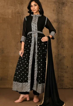 Embroidered Georgette Pakistani Suit in Black