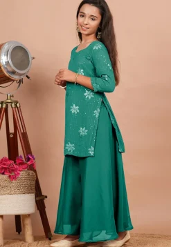 Embroidered Georgette Pakistani Suit in Sea Green