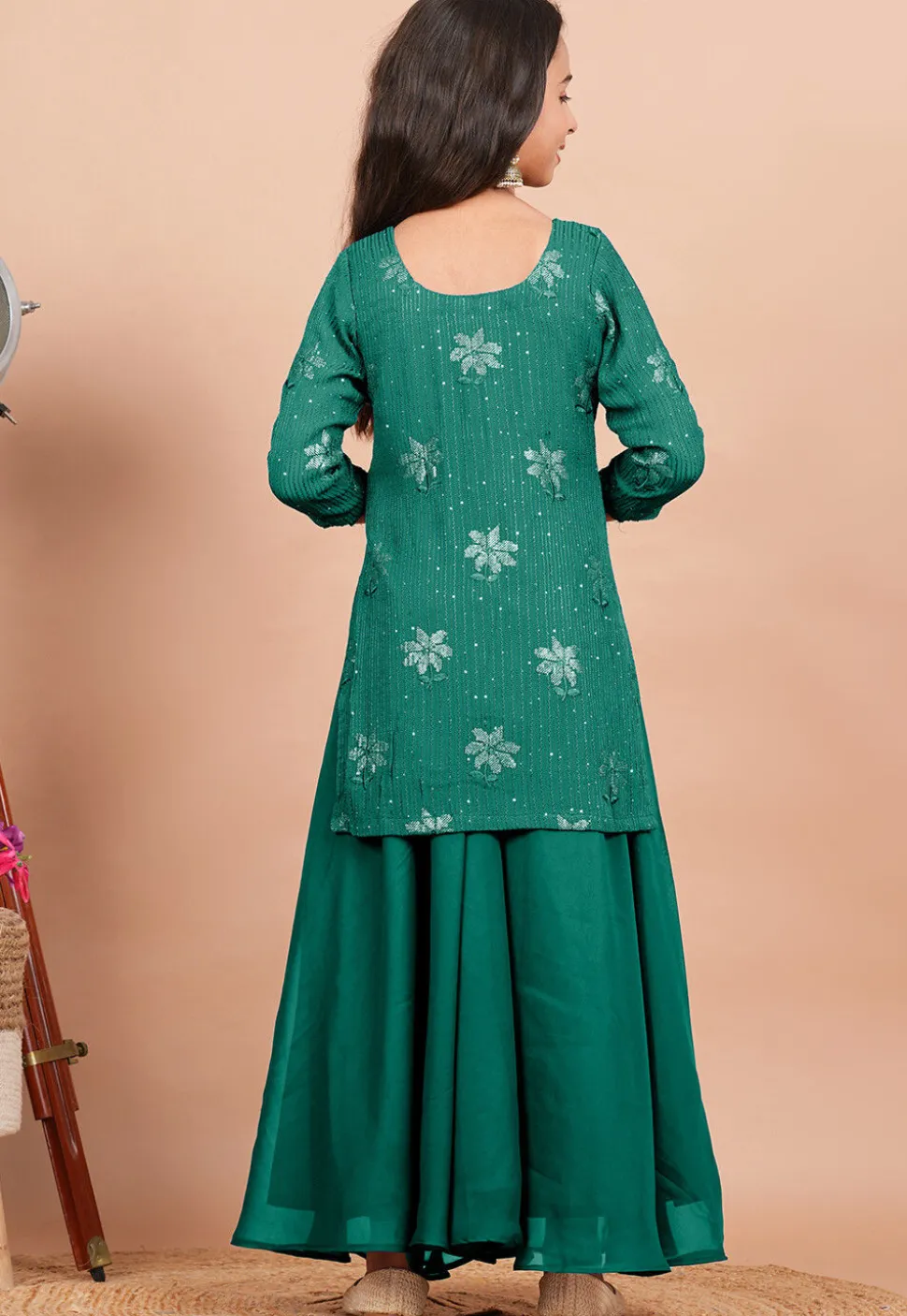 Embroidered Georgette Pakistani Suit in Sea Green