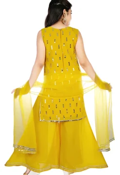 Embroidered Georgette Pakistani Suit in Mustard