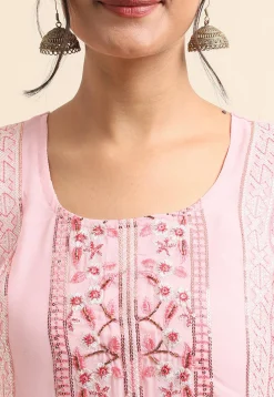 Embroidered Georgette Pakistani Suit in Light Pink