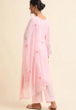 Embroidered Georgette Pakistani Suit in Light Pink