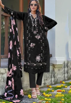 Embroidered Georgette Pakistani Suit in Black