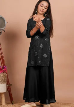 Embroidered Georgette Pakistani Suit in Black
