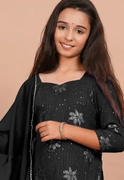 Embroidered Georgette Pakistani Suit in Black