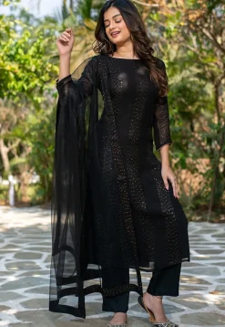 Embroidered Georgette Pakistani Suit in Black