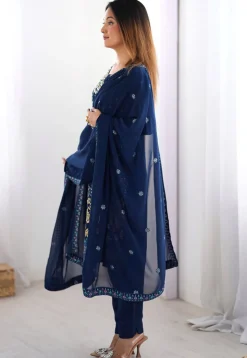 Embroidered Georgette Pakistani Suit in Blue