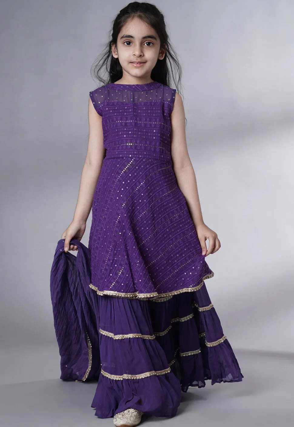 Embroidered Georgette Pakistani Suit in Dark Purple