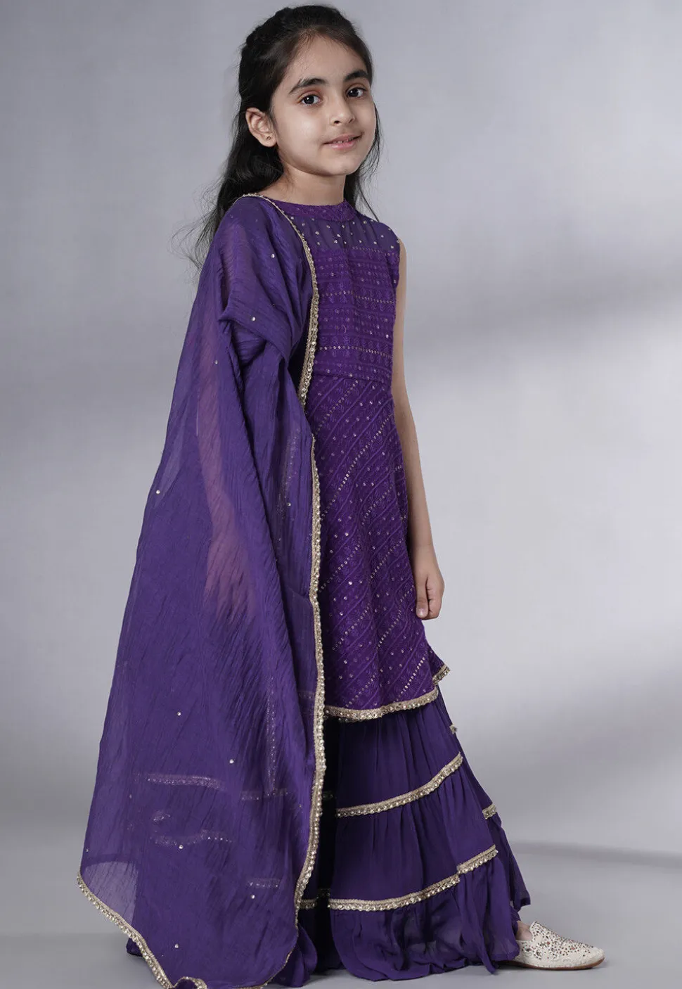 Embroidered Georgette Pakistani Suit in Dark Purple