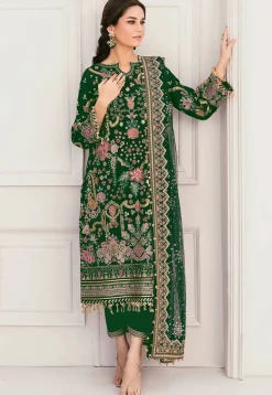 Embroidered Georgette Pakistani Suit in Green
