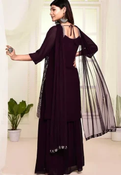 Embroidered Georgette Pakistani Suit in Dark Purple