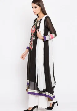 Embroidered Georgette Pakistani Suit in Black