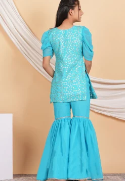 Embroidered Georgette Pakistani Suit in Turquoise