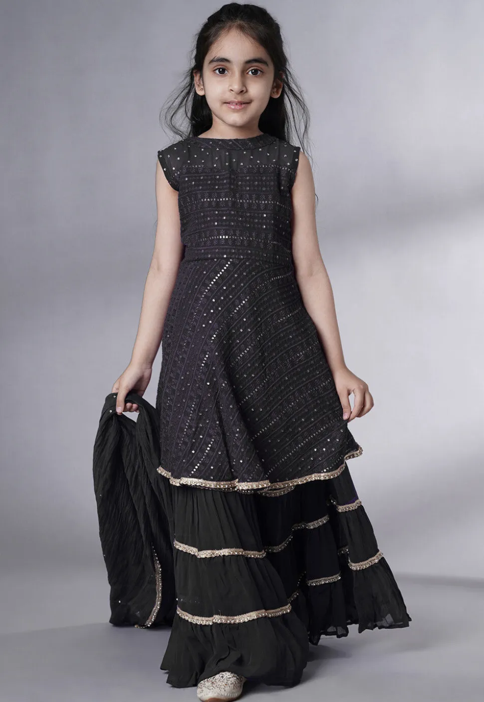Embroidered Georgette Pakistani Suit in Black