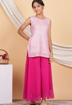 Embroidered Georgette Pakistani Suit in Baby Pink