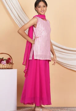 Embroidered Georgette Pakistani Suit in Baby Pink