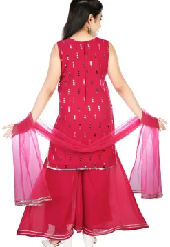 Embroidered Georgette Pakistani Suit in Fuchsia
