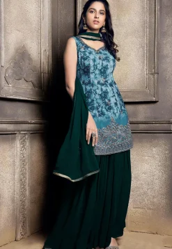 Embroidered Georgette Pakistani Suit in Blue