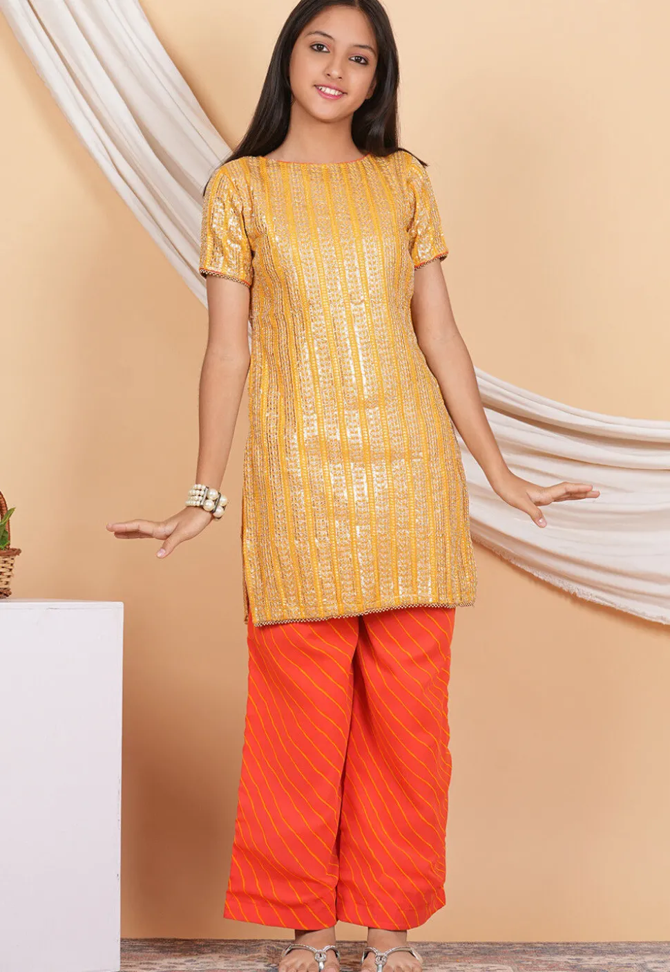 Embroidered Georgette Pakistani Suit in Mustard