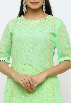 Embroidered Georgette Pakistani Suit in Pastel Green