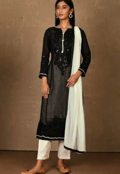 Embroidered Georgette Pakistani Suit in Black