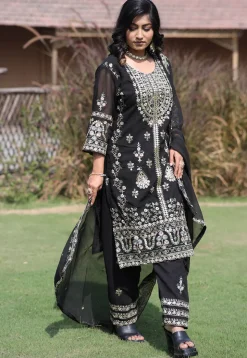 Embroidered Georgette Pakistani Suit in Black